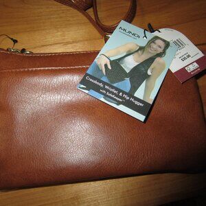 Mundi Crossbody Wristlet & Hip Hugger Purse Brown NEW RFID Protected